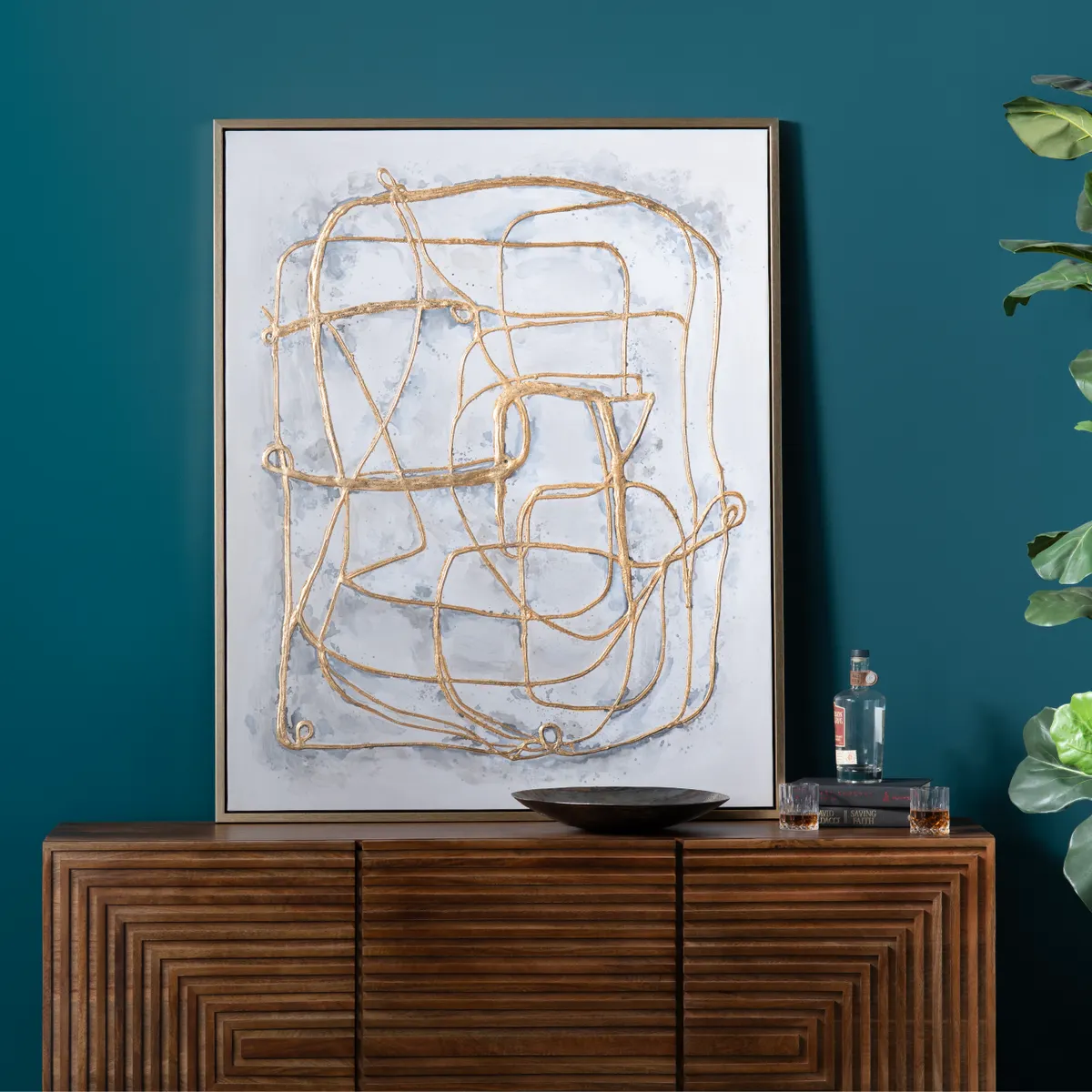 Crestview Collection Gilded Lines Gold Wall Art