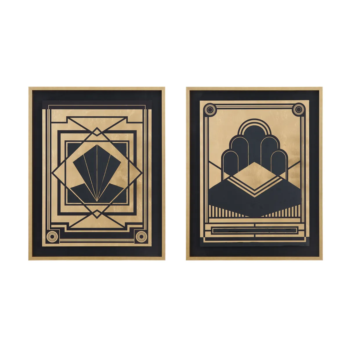 Crestview Collection Golden Deco Hand Painted Wall Art ~ Set Of 2 - Image 2