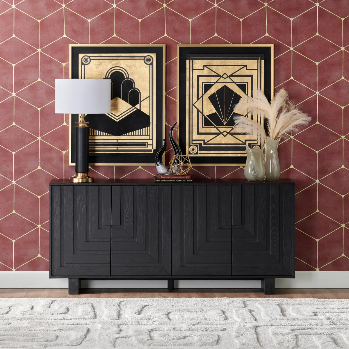 Crestview Collection Golden Deco Hand Painted Wall Art ~ Set Of 2 - Image 3