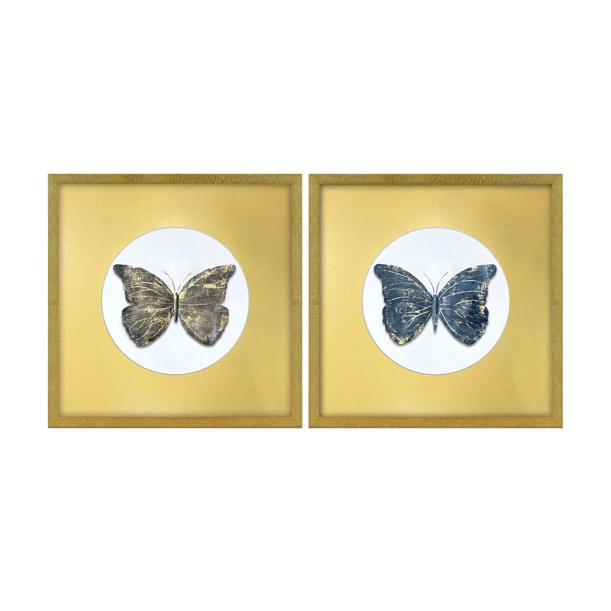 Crestview Collection Golden Wings Hand Painted Wall Art ~ Set Of 2