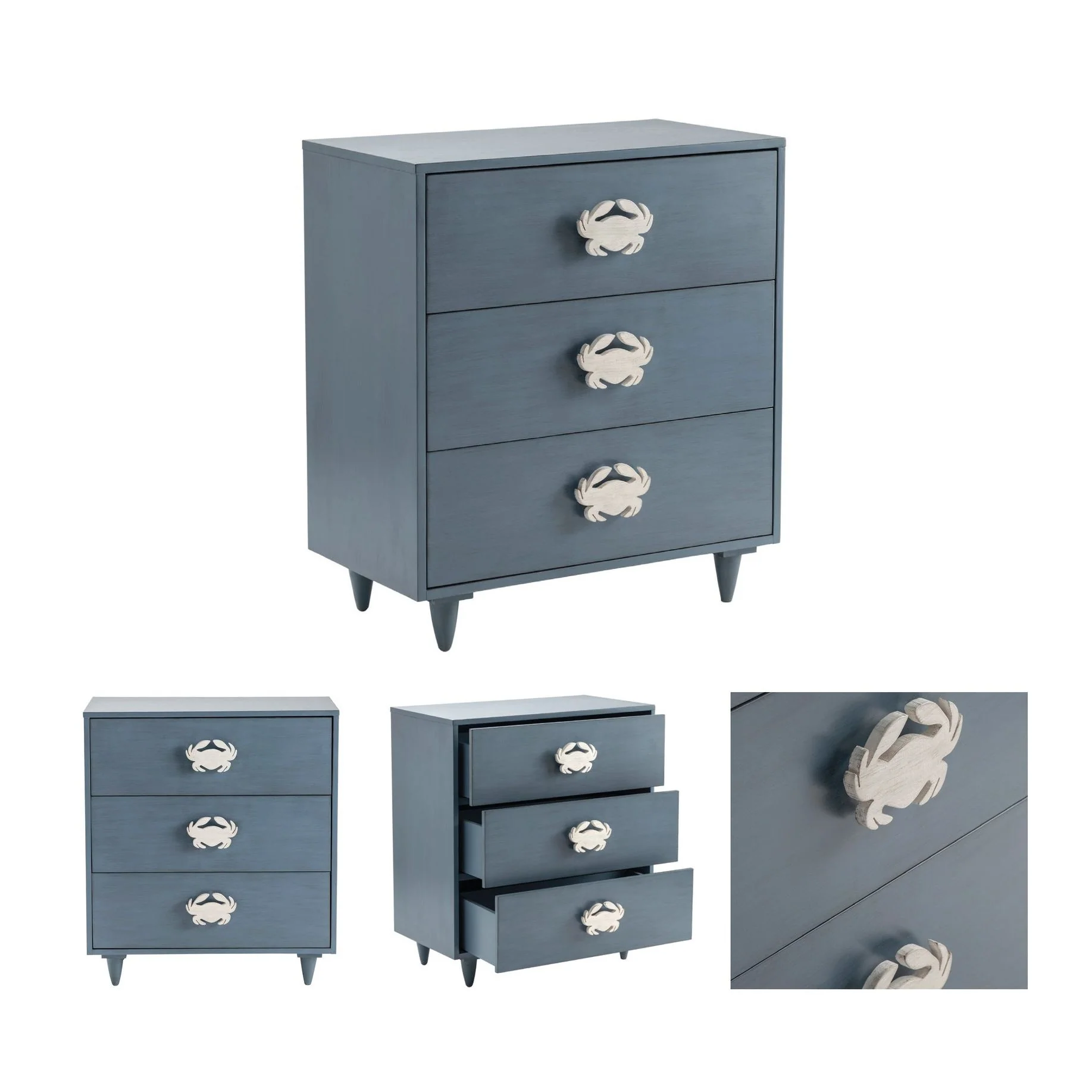 Crestview Collection Grand Bay Smoky Blue Acacia Wood Chest - Image 5