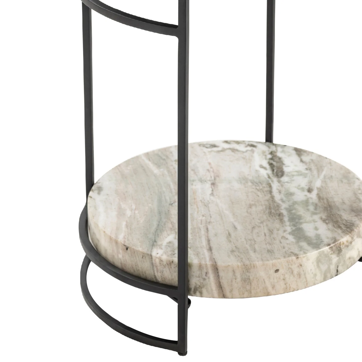 Crestview Collection Harvey Marble and Black Iron Accent Table - Image 3