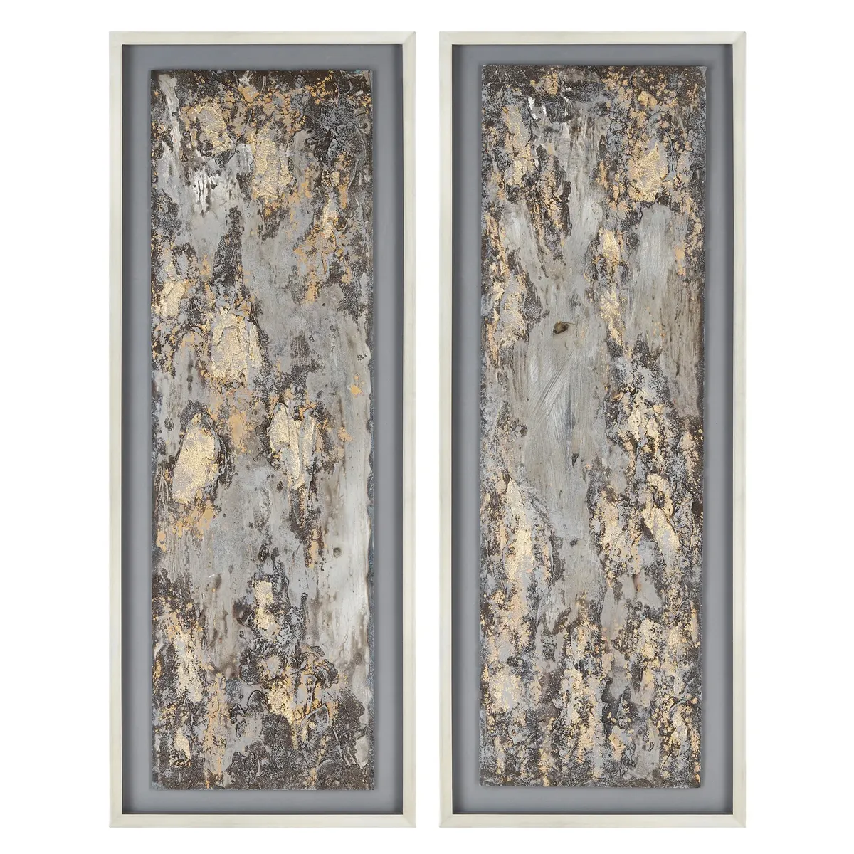 Crestview Collection Heavy Metal Framed Painting Wall Art ~ Set Of 2