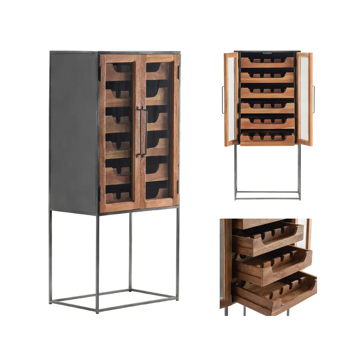 Crestview Collection Hedricks Tall Glass Wine Cabinet - Image 5