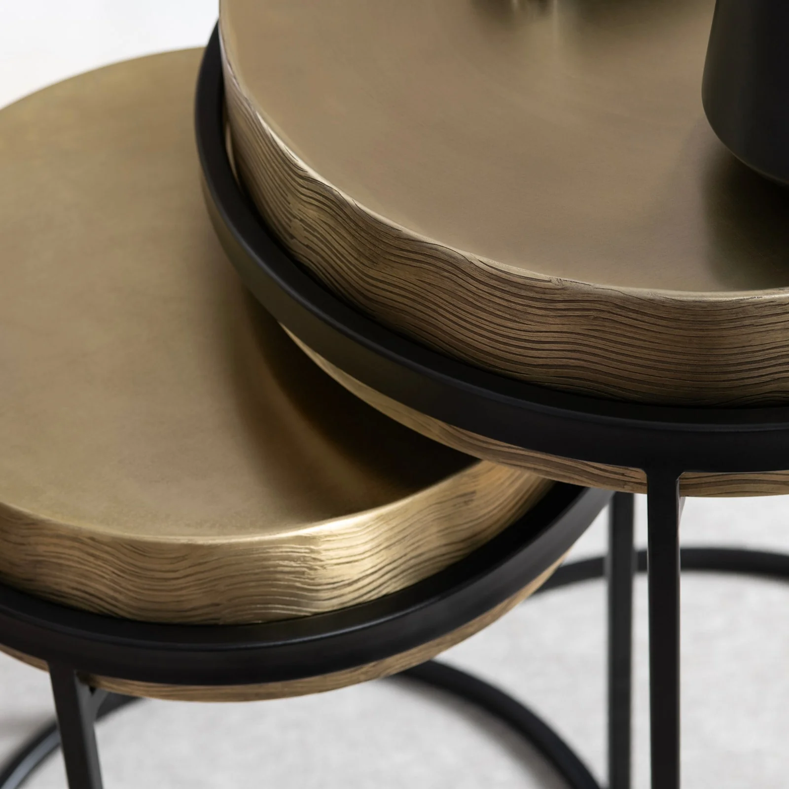 Crestview Collection Hudson Textured Brass Nesting Tables - Image 3