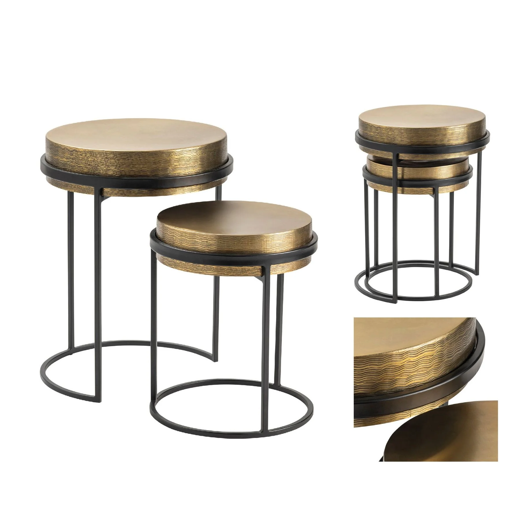 Crestview Collection Hudson Textured Brass Nesting Tables - Image 6