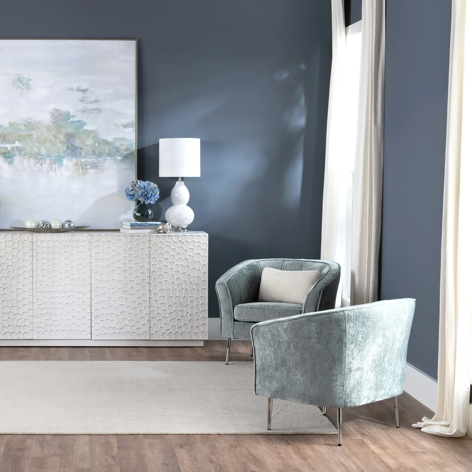Crestview Collection Jefferson Light Grey Velvet Accent Chair