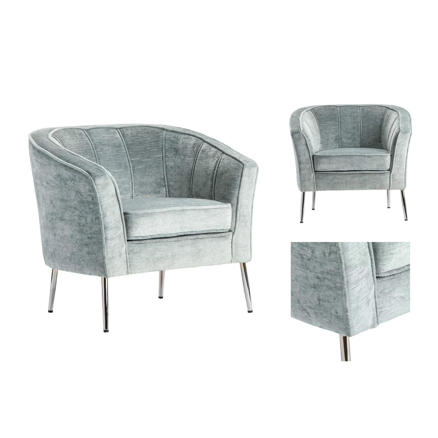 Crestview Collection Jefferson Light Grey Velvet Accent Chair - Image 4