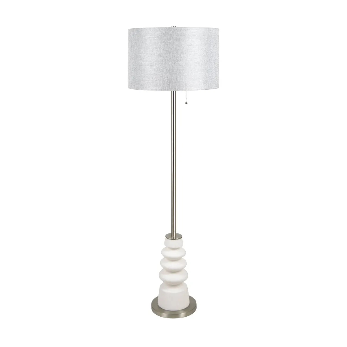 Crestview Collection Kaiya Silver With White Floor Lamp