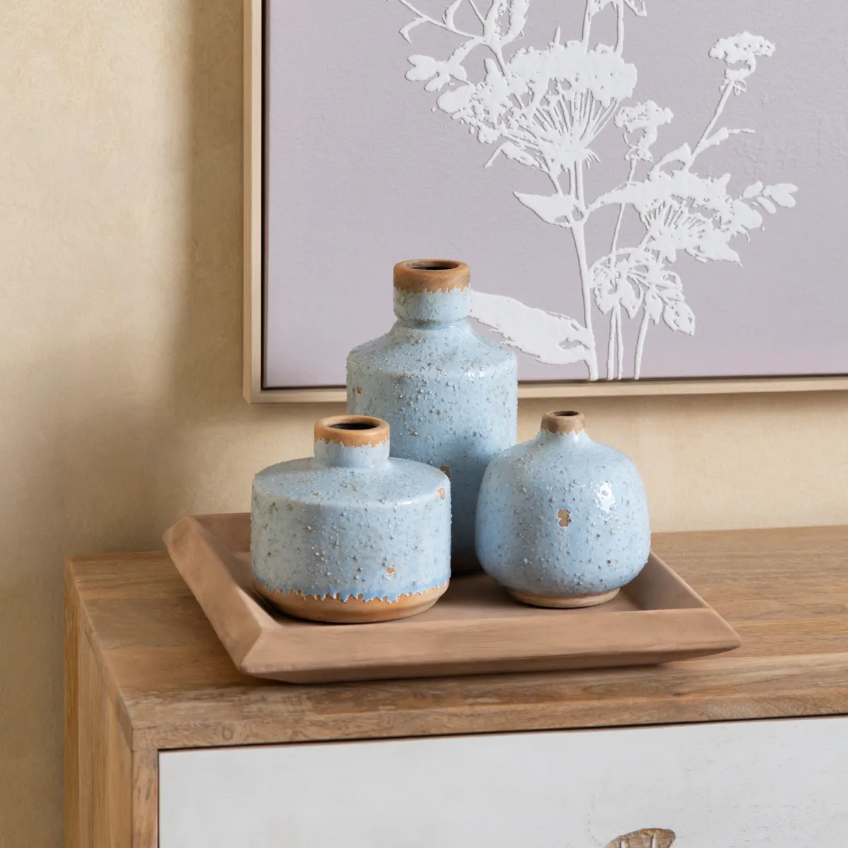 Crestview Collection Kitt Vases & Tray ~ Set Of 3