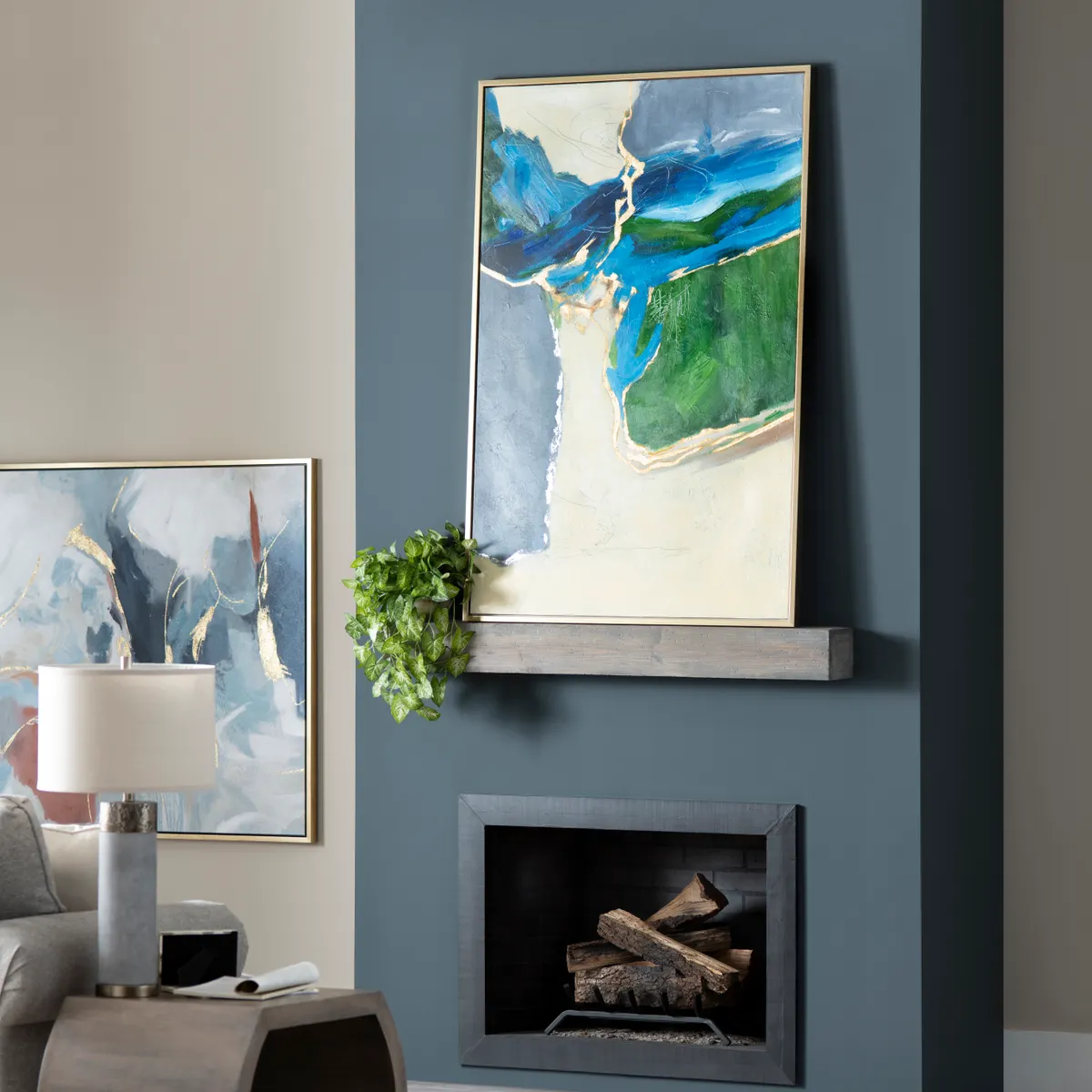 Crestview Collection Lablanc Bold Blues And Green Abstract Wall Art~ Set Of 2