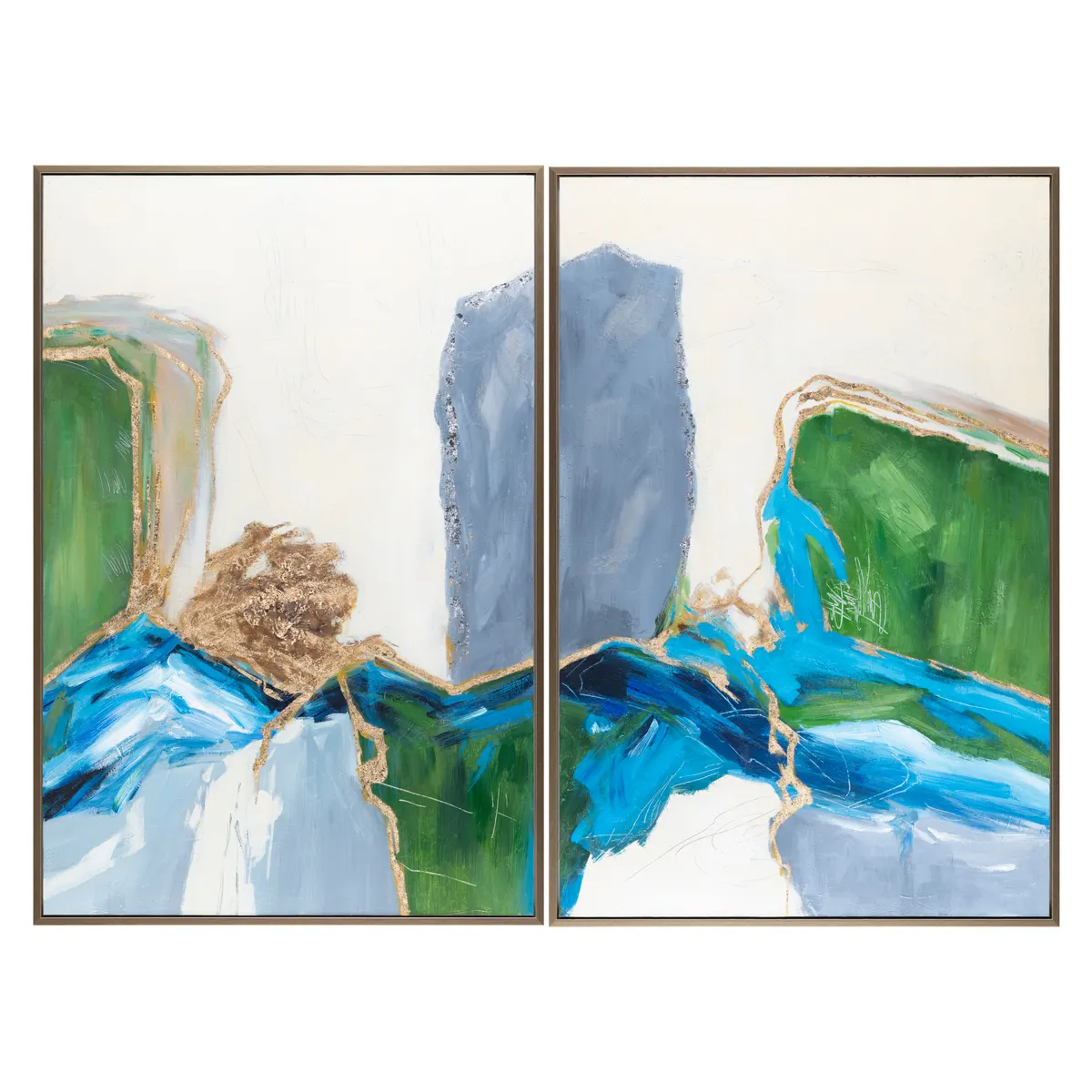 Crestview Collection Lablanc Bold Blues And Green Abstract Wall Art~ Set Of 2 - Image 2