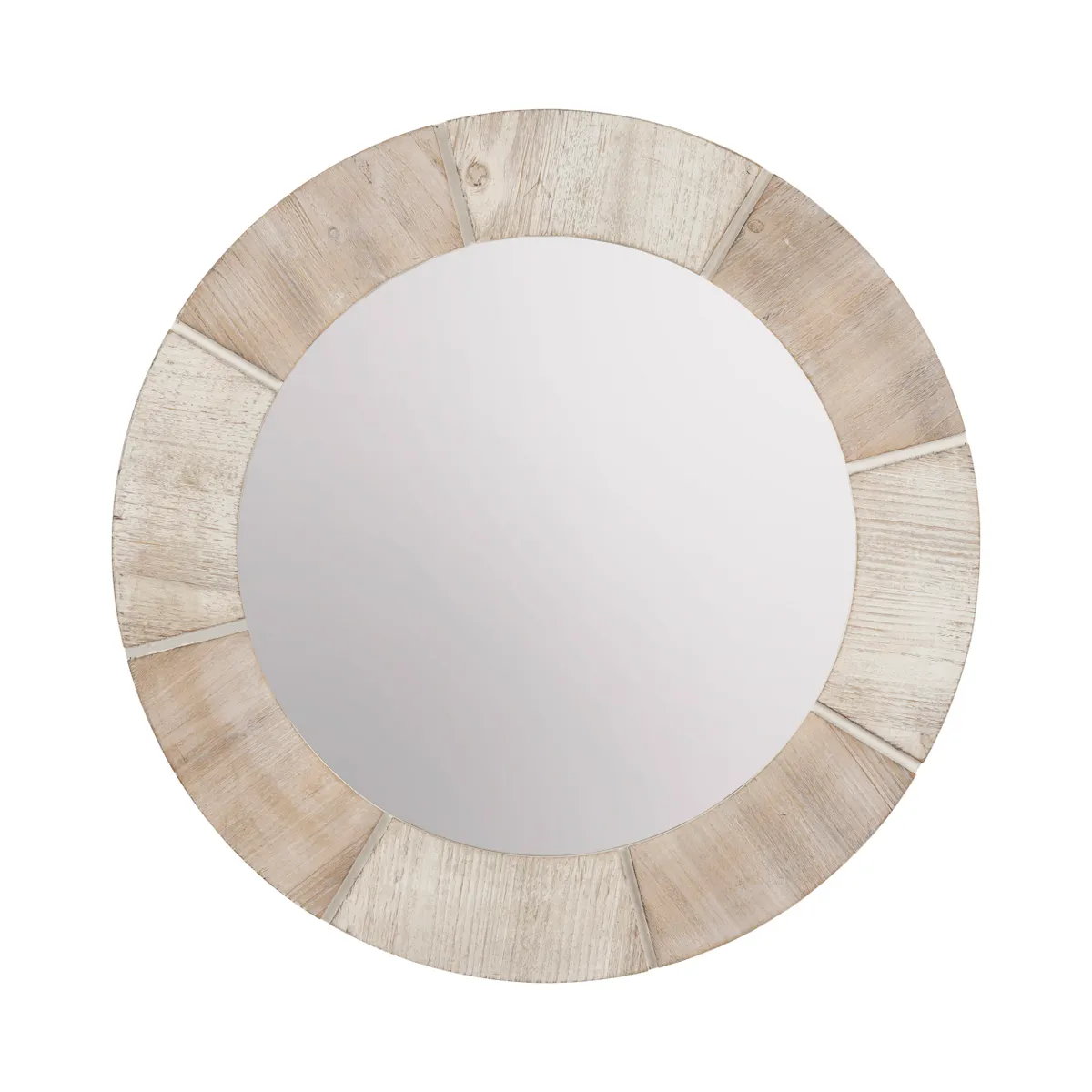 Crestview Collection Langley Whitewashed Wooden Round Mirror