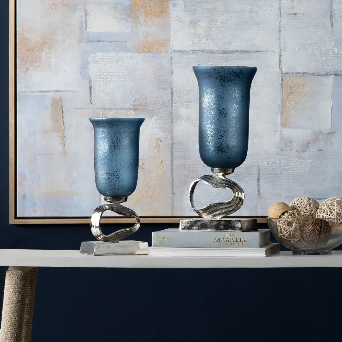Crestview Collection Large Cobalt Free Style Sculpture Vase - Image 3