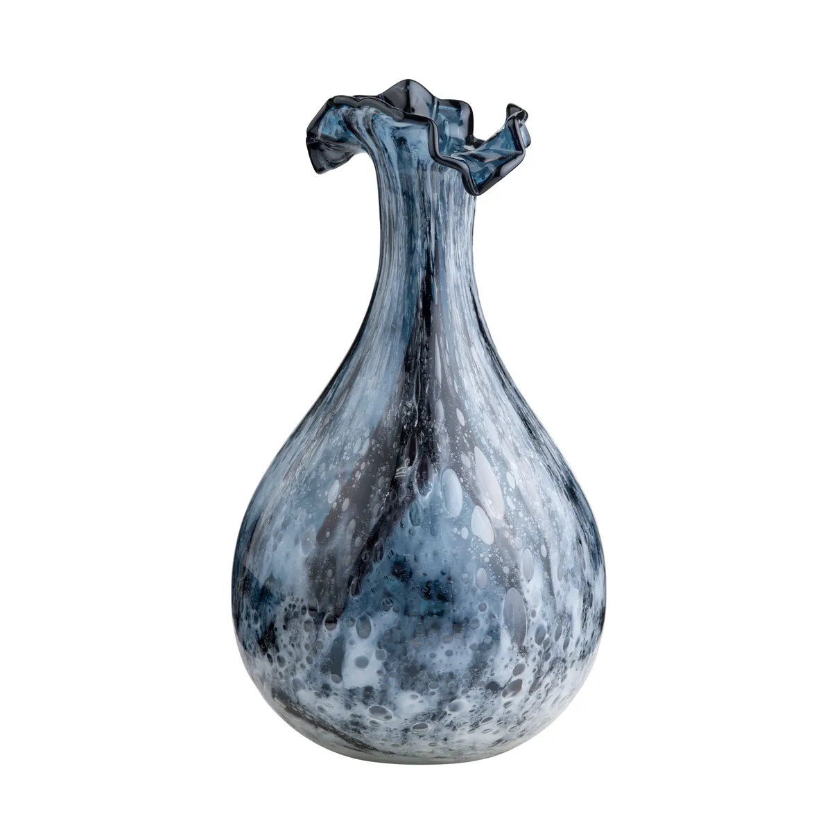 Crestview Collection Large Blue Marbled Holloway Glass Vase