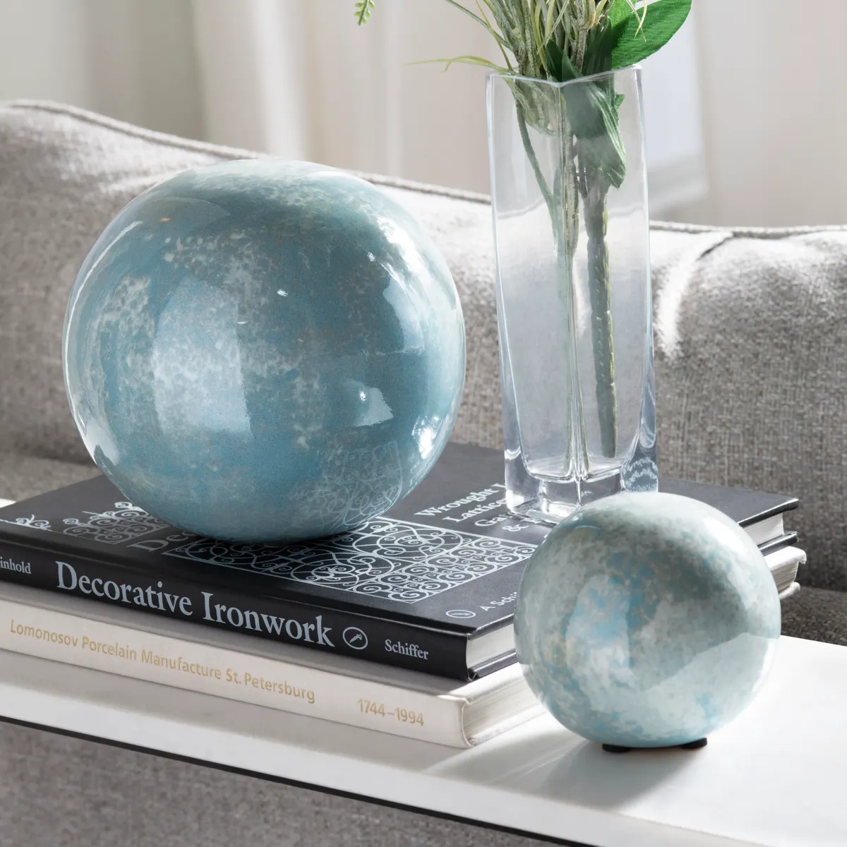 Crestview Collection Light Blue Lloyd Spheres ~ Set Of 3 - Image 2