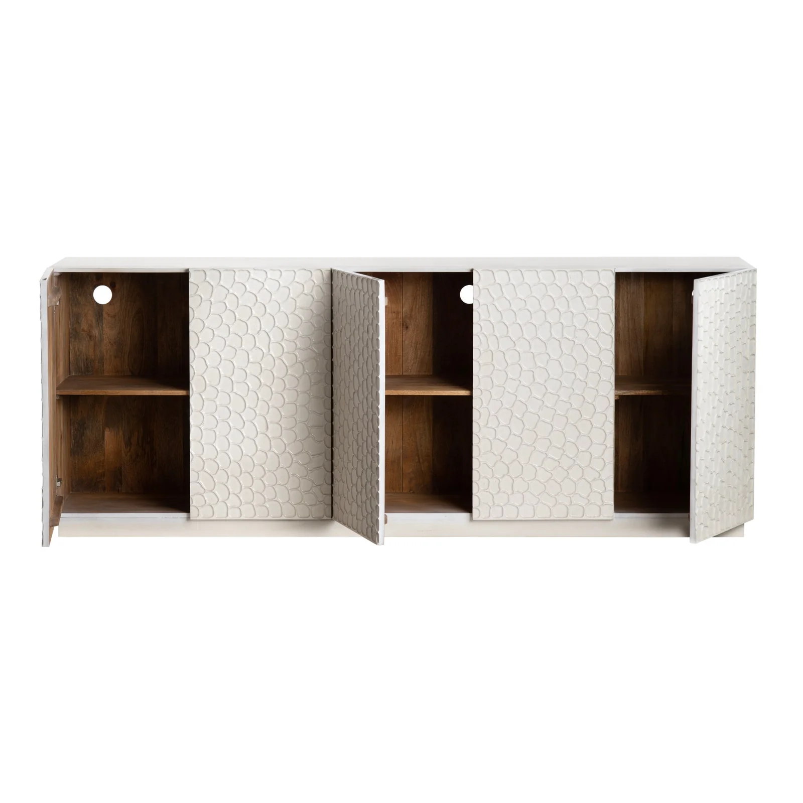 Crestview Collection Malibu White Mango Wood 5- Door Sideboard - Image 6