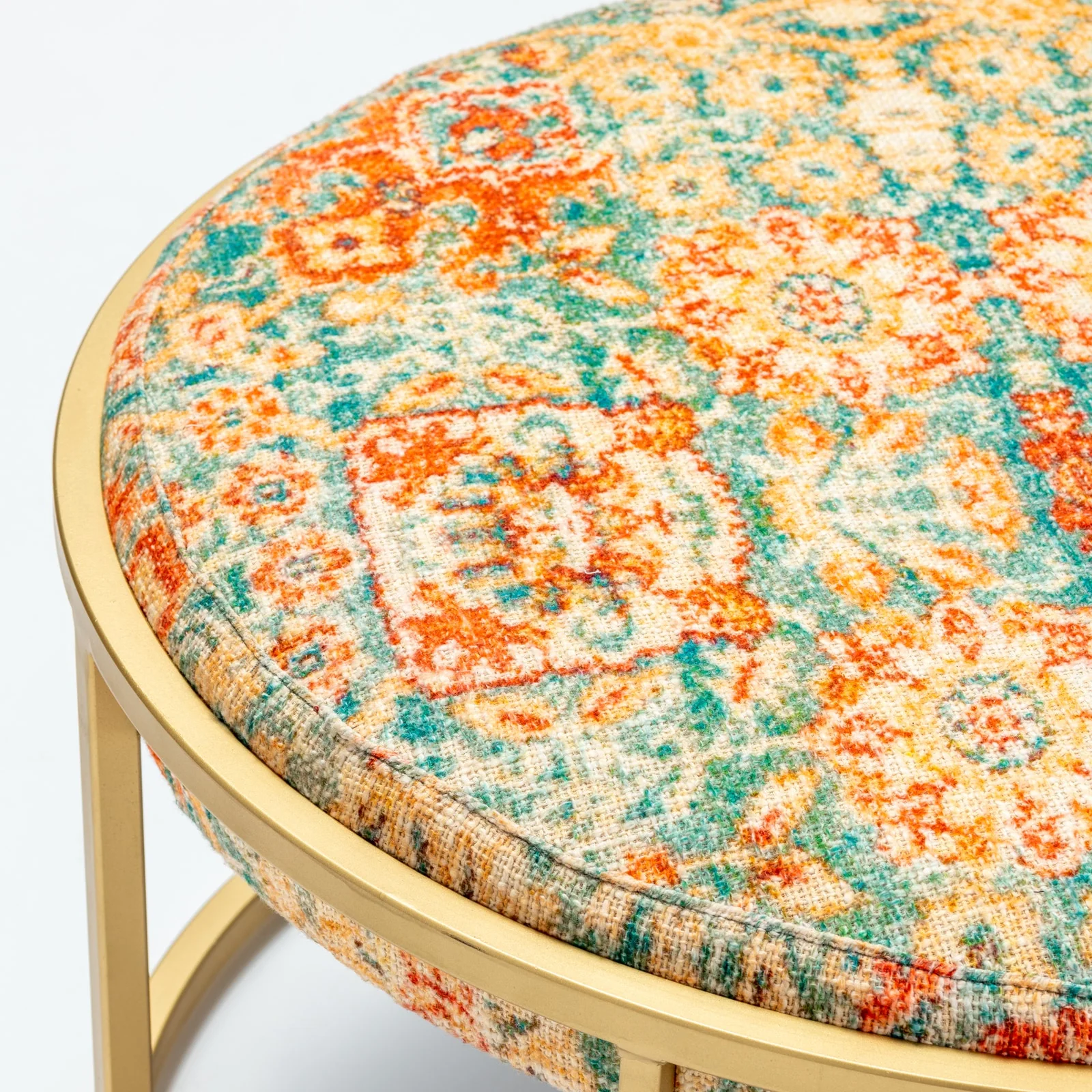 Crestview Collection Melinda Round Upholstered Coffee Table - Image 3