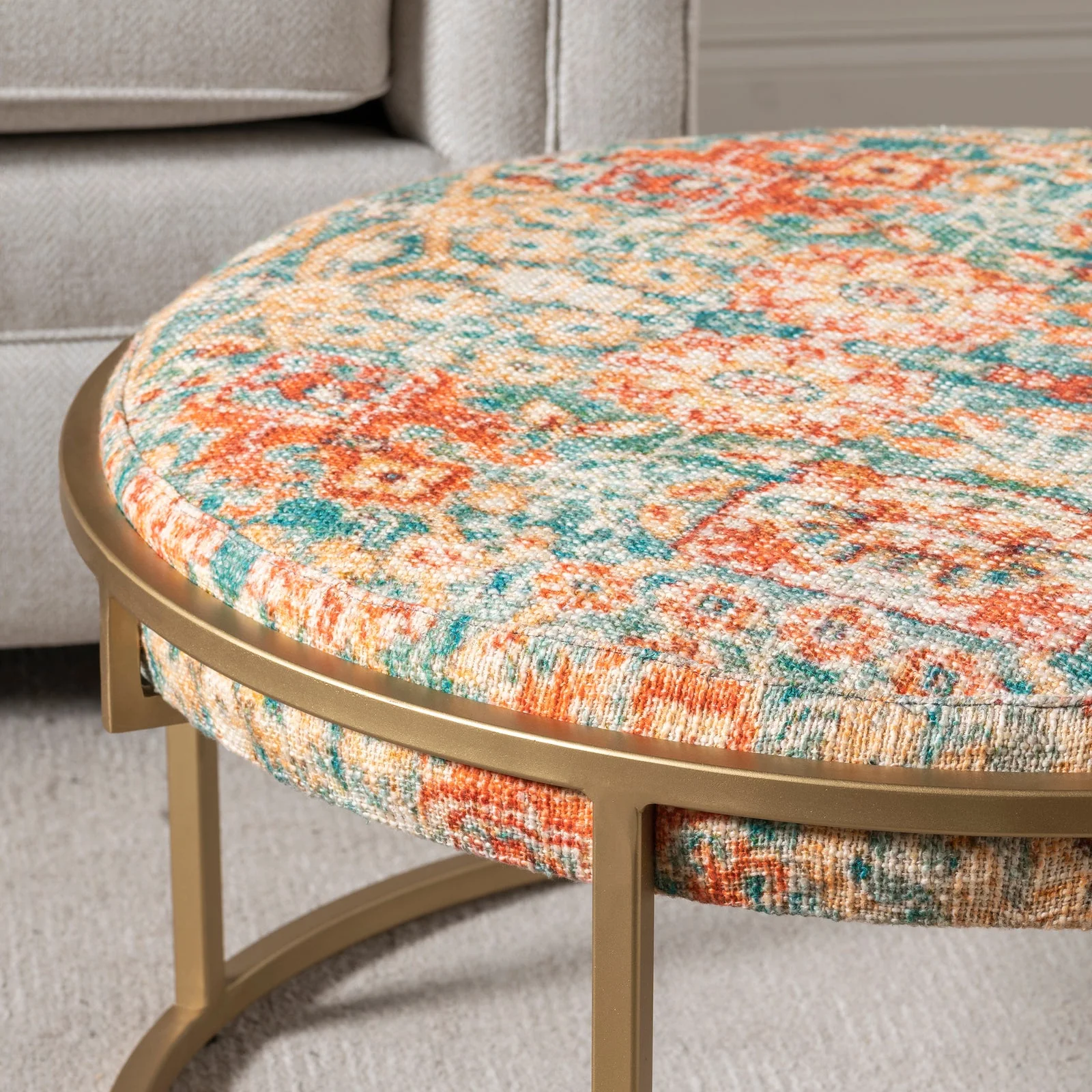Crestview Collection Melinda Round Upholstered Coffee Table - Image 4