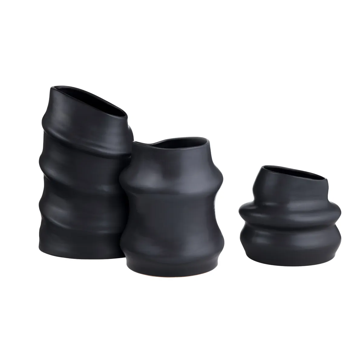 Crestview Collection Merritt Matte Black Vases ~ Set Of 3 - Image 3