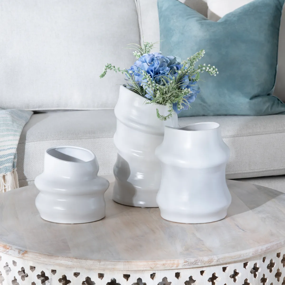 Crestview Collection Merritt White Vases ~ Set Of 3