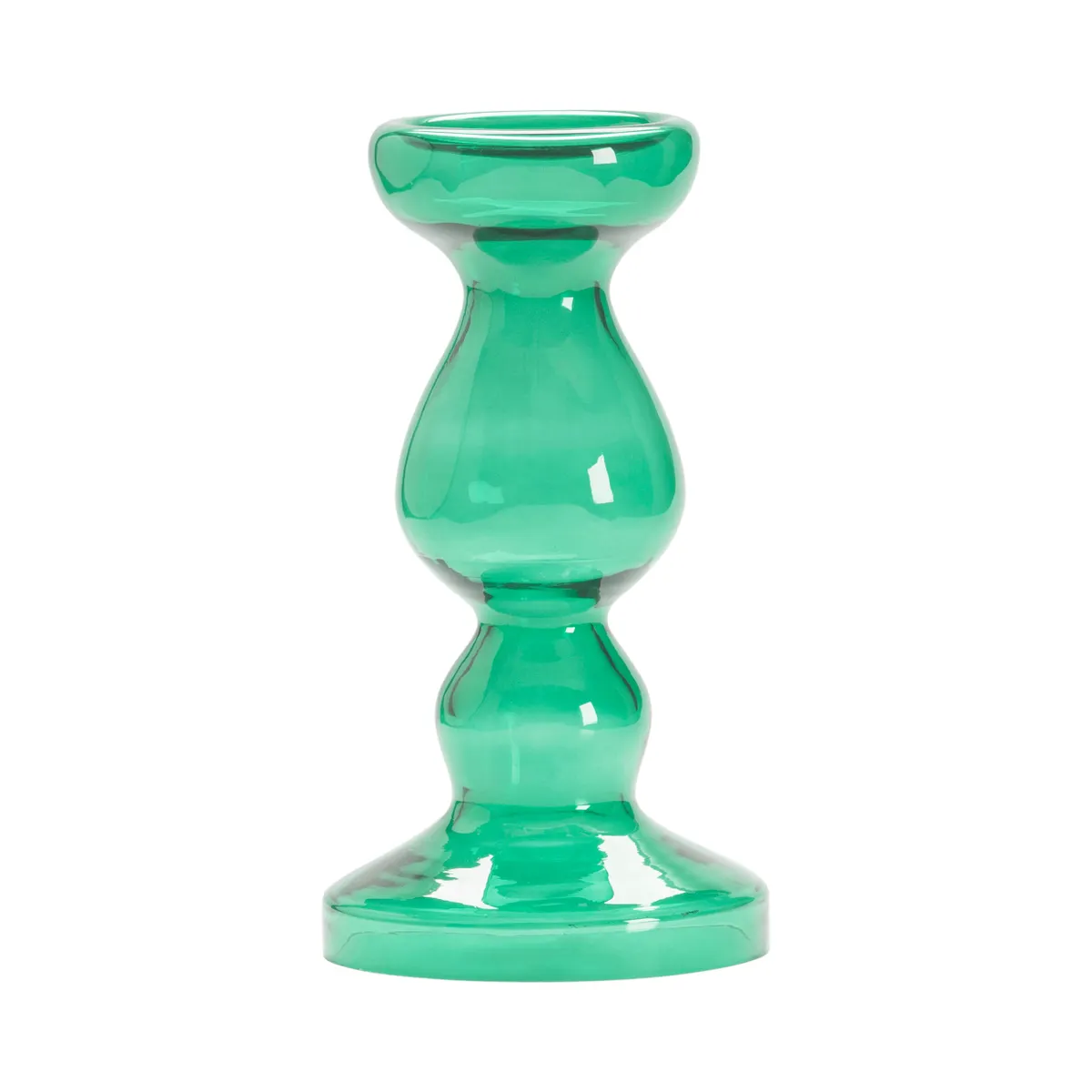 Crestview Collection Miramar Medium Emerald Blown Glass Pillar Candle Holder