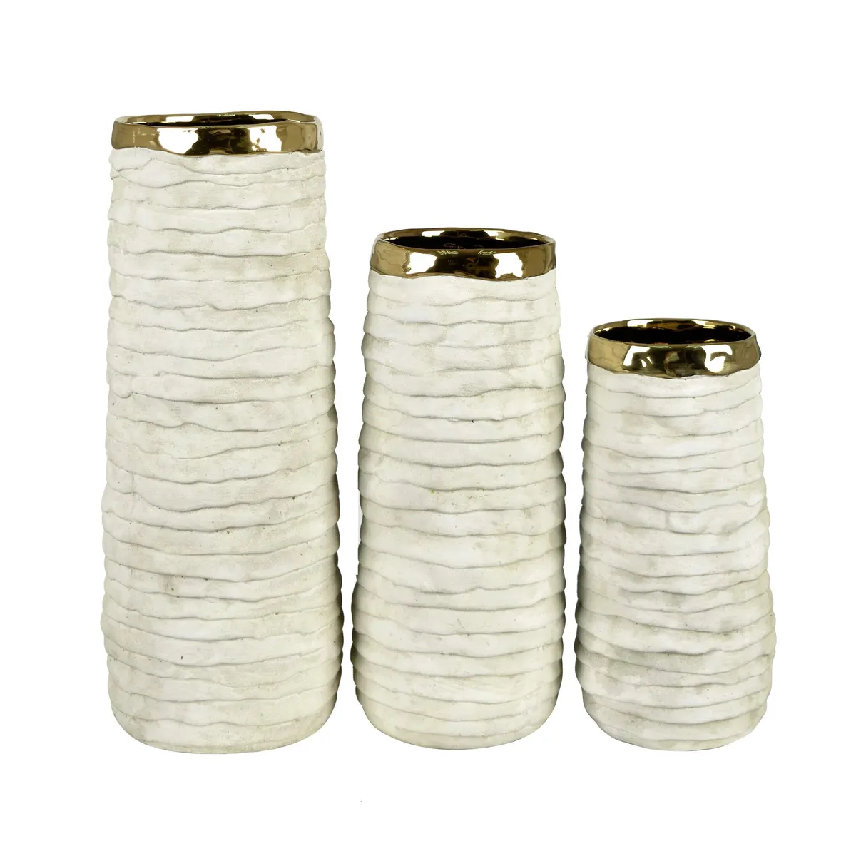 Crestview Collection Nadia Cream And Gold Vases ~ Set Of 3 - Image 2