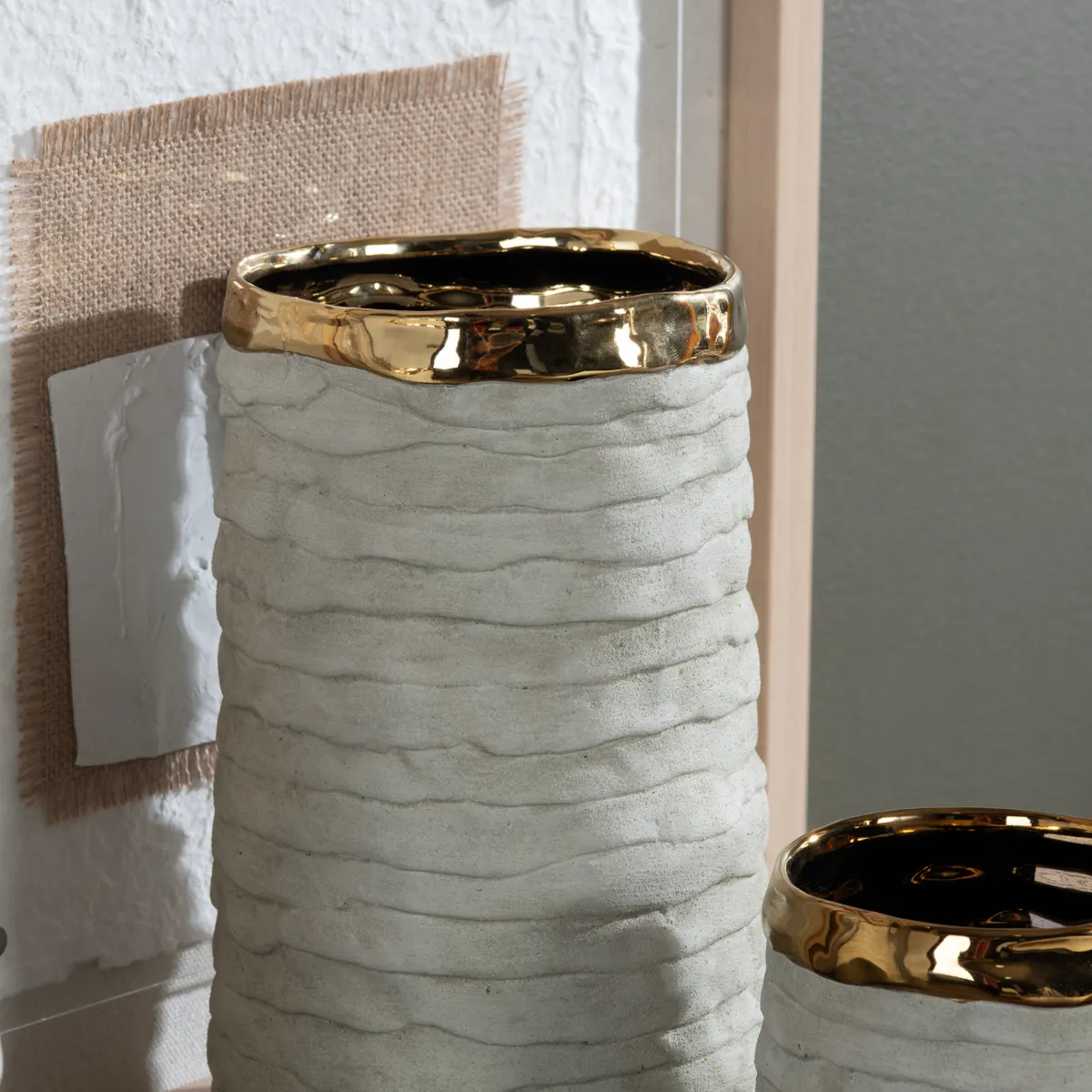 Crestview Collection Nadia Cream And Gold Vases ~ Set Of 3 - Image 3