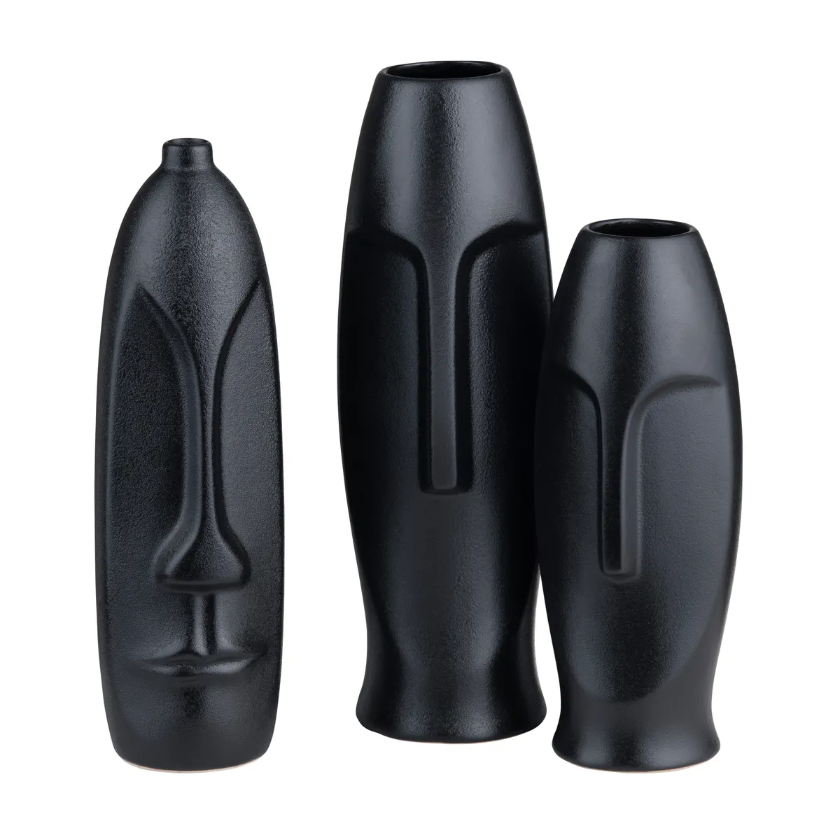 Crestview Collection Noir Black Ceramic Vases ~ Set Of 3 - Image 2