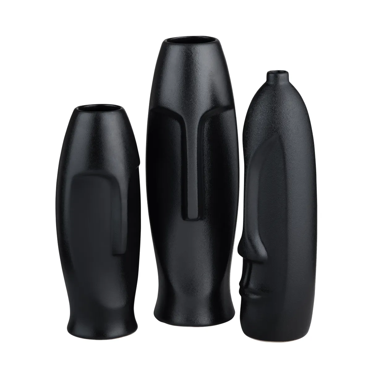 Crestview Collection Noir Black Ceramic Vases ~ Set Of 3 - Image 3