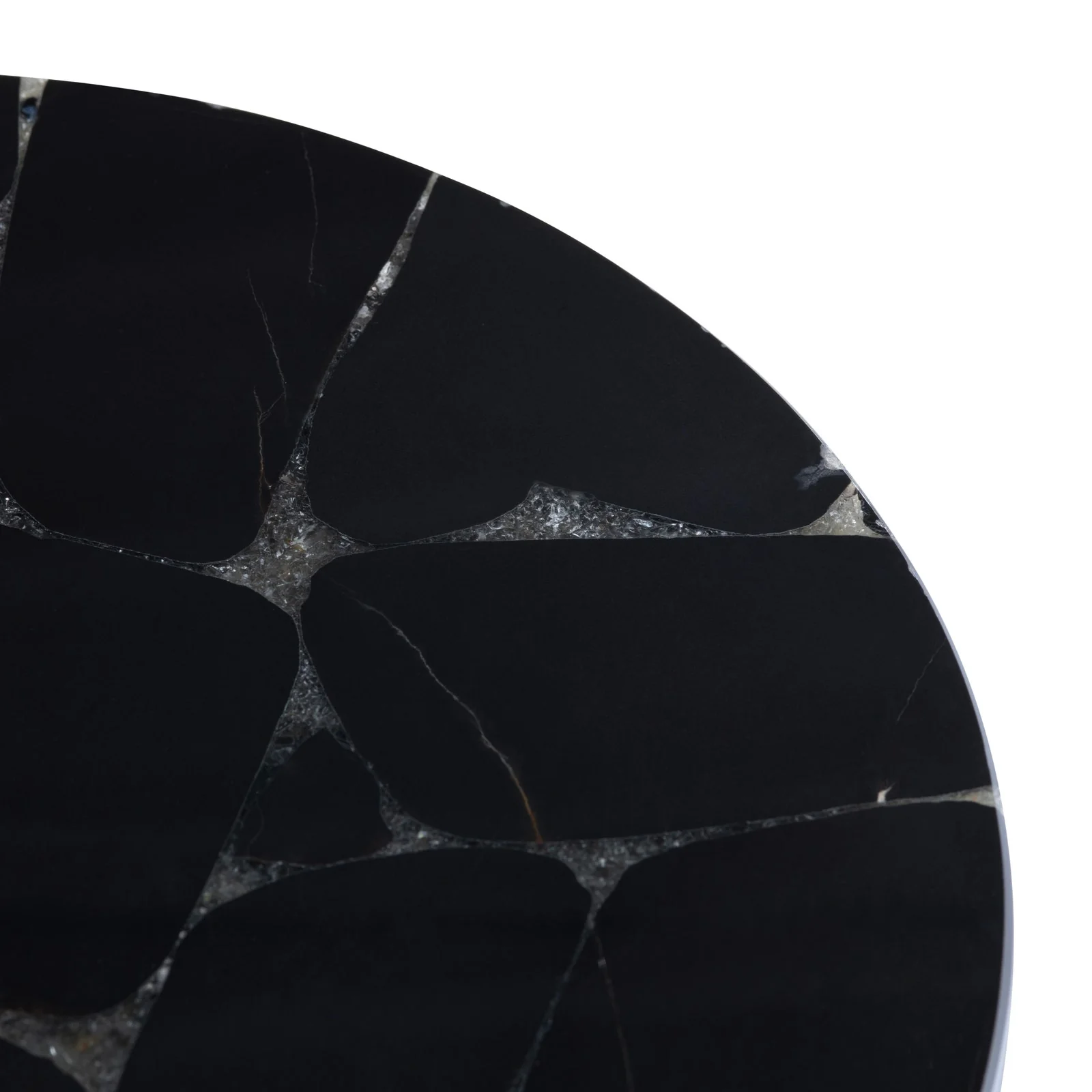Crestview Collection Obsidian Black Marble Round Accent Table - Image 3