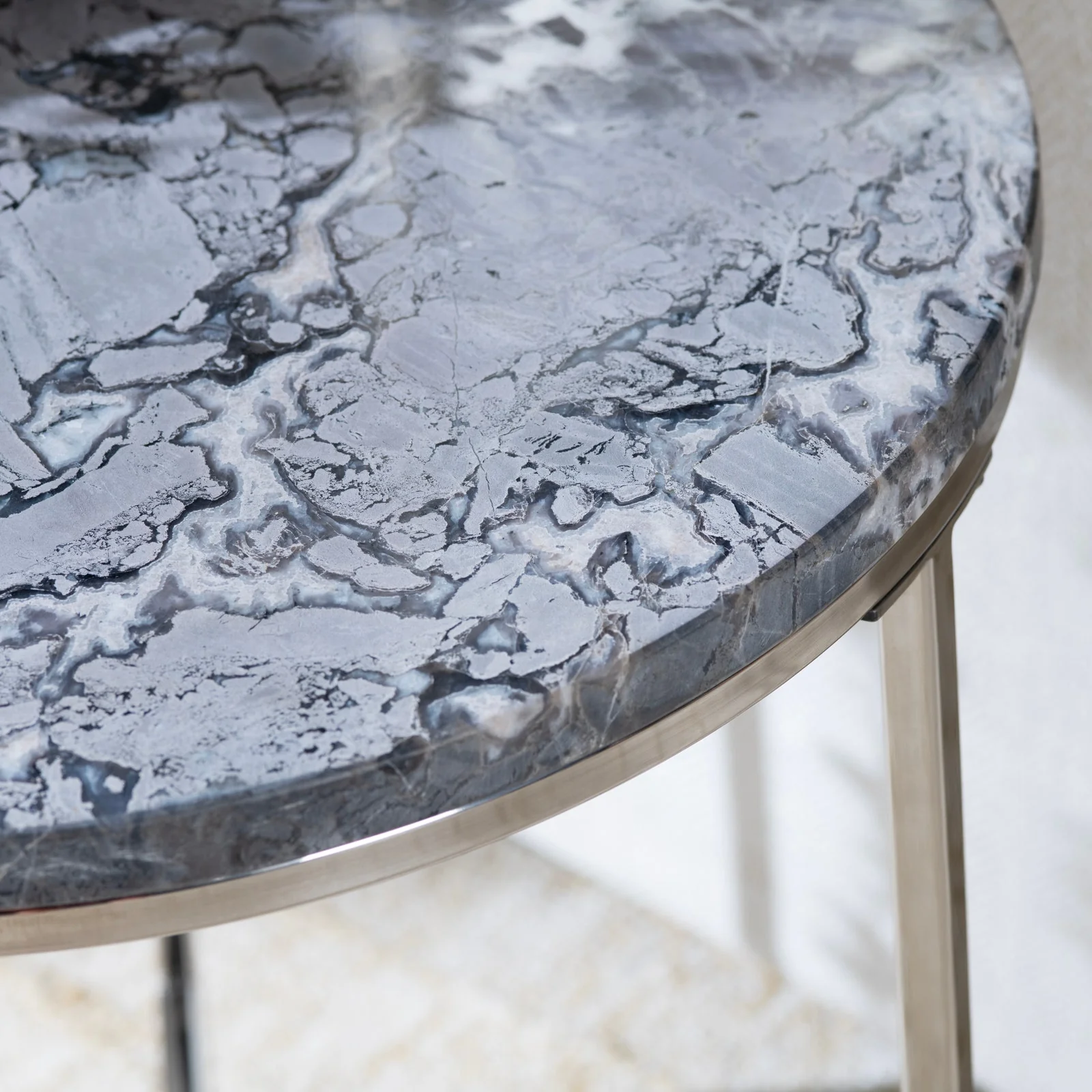 Crestview Collection Orion Gray Marble Round Accent Table - Image 3