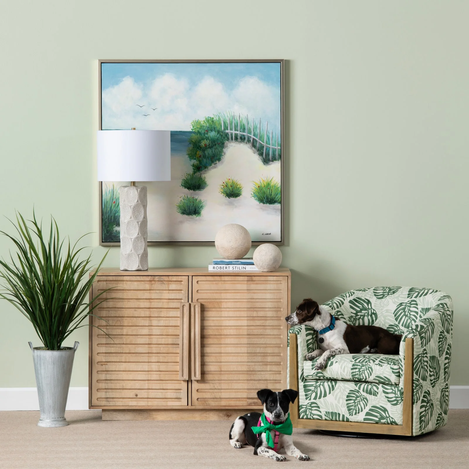 Crestview Collection Palmetto Palm Leaf Print Accent Chair - Image 2