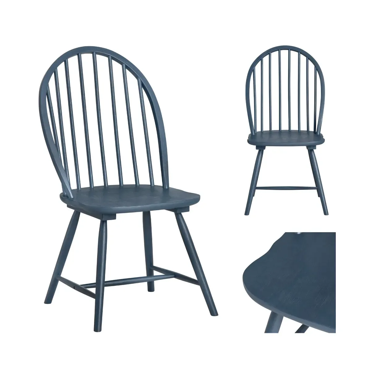 Crestview Collection Parker Painted Blue Dining Chair - Image 4