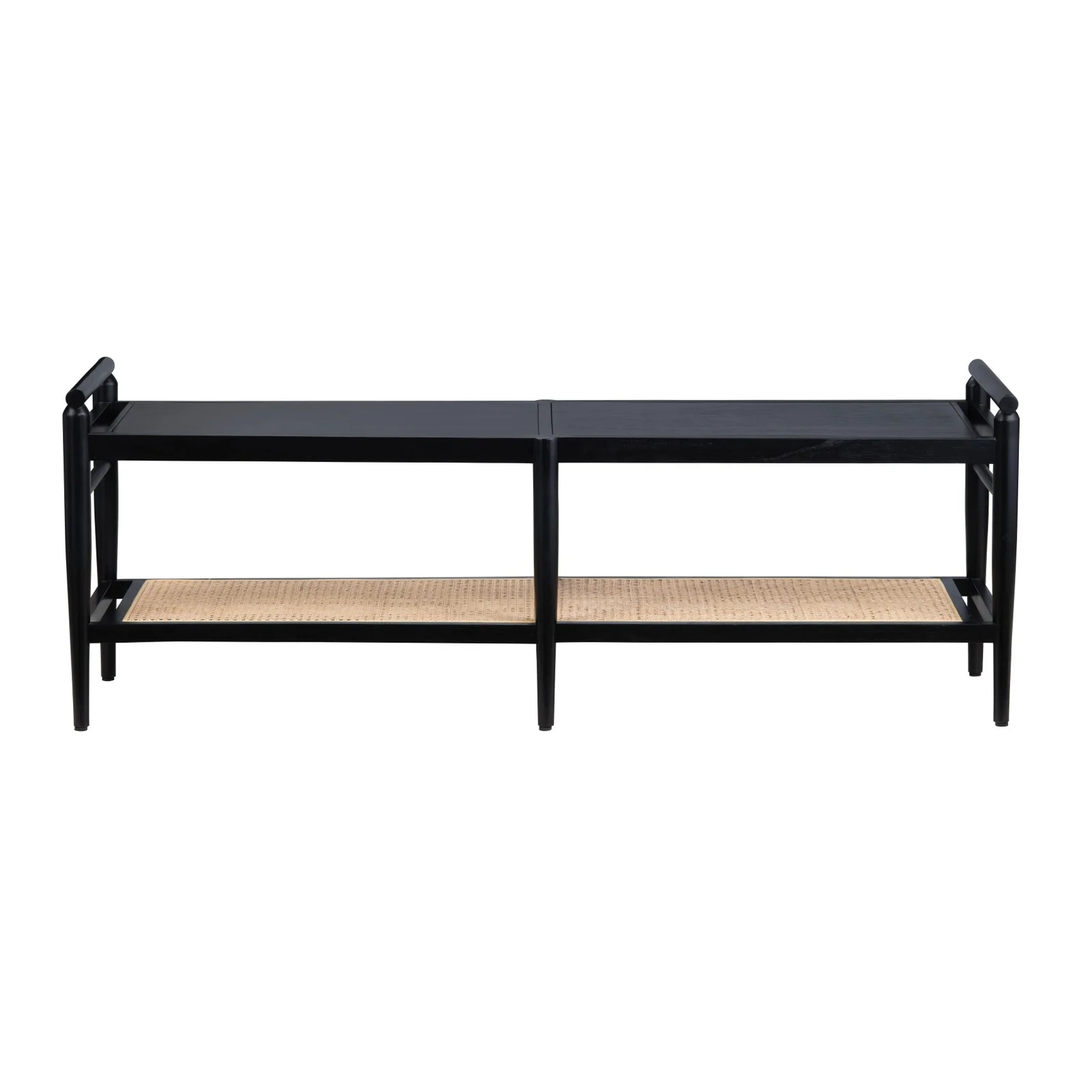 Crestview Collection Port Royal Black Wood and Rattan Bench - Image 4