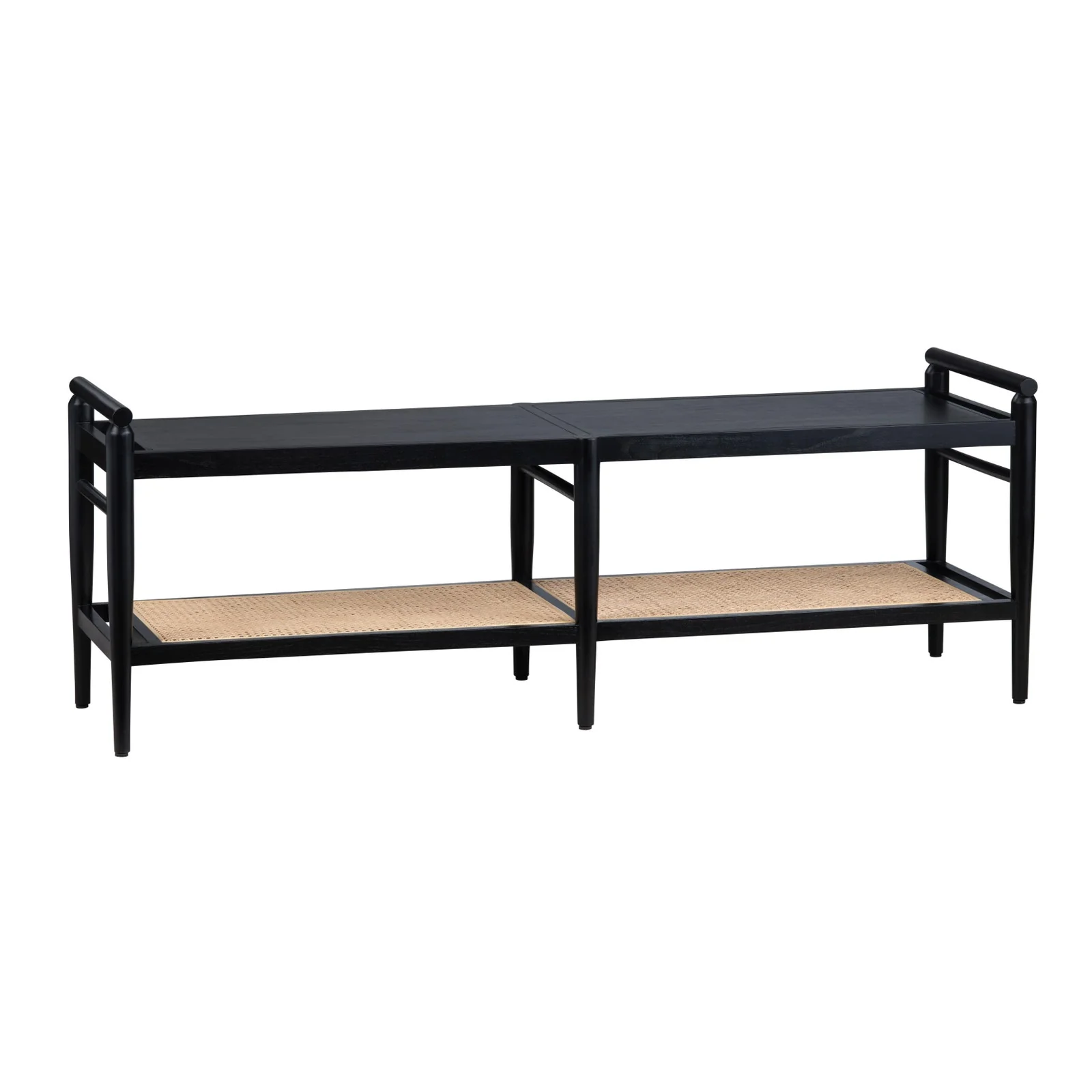 Crestview Collection Port Royal Black Wood and Rattan Bench - Image 5