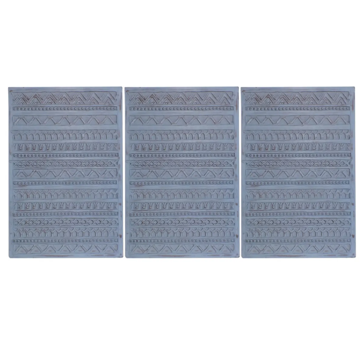 Crestview Collection Reed Hand Carved Wood Tryptich Wall Art ~ Set Of 3