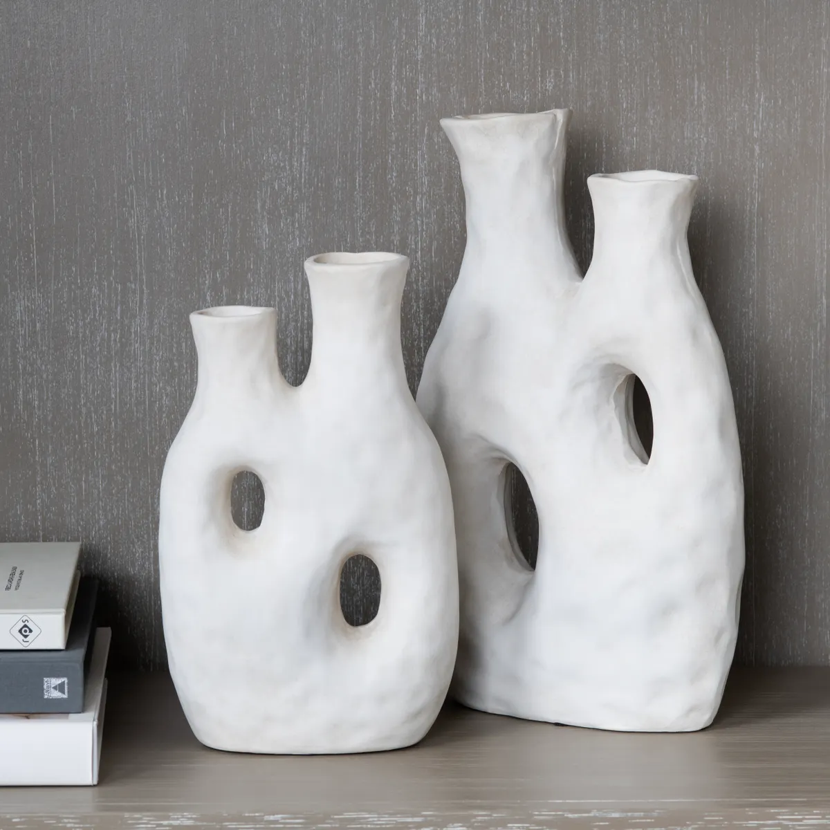 Crestview Collection Reeves White Glazed Vases ~ Set Of 2 - Image 2