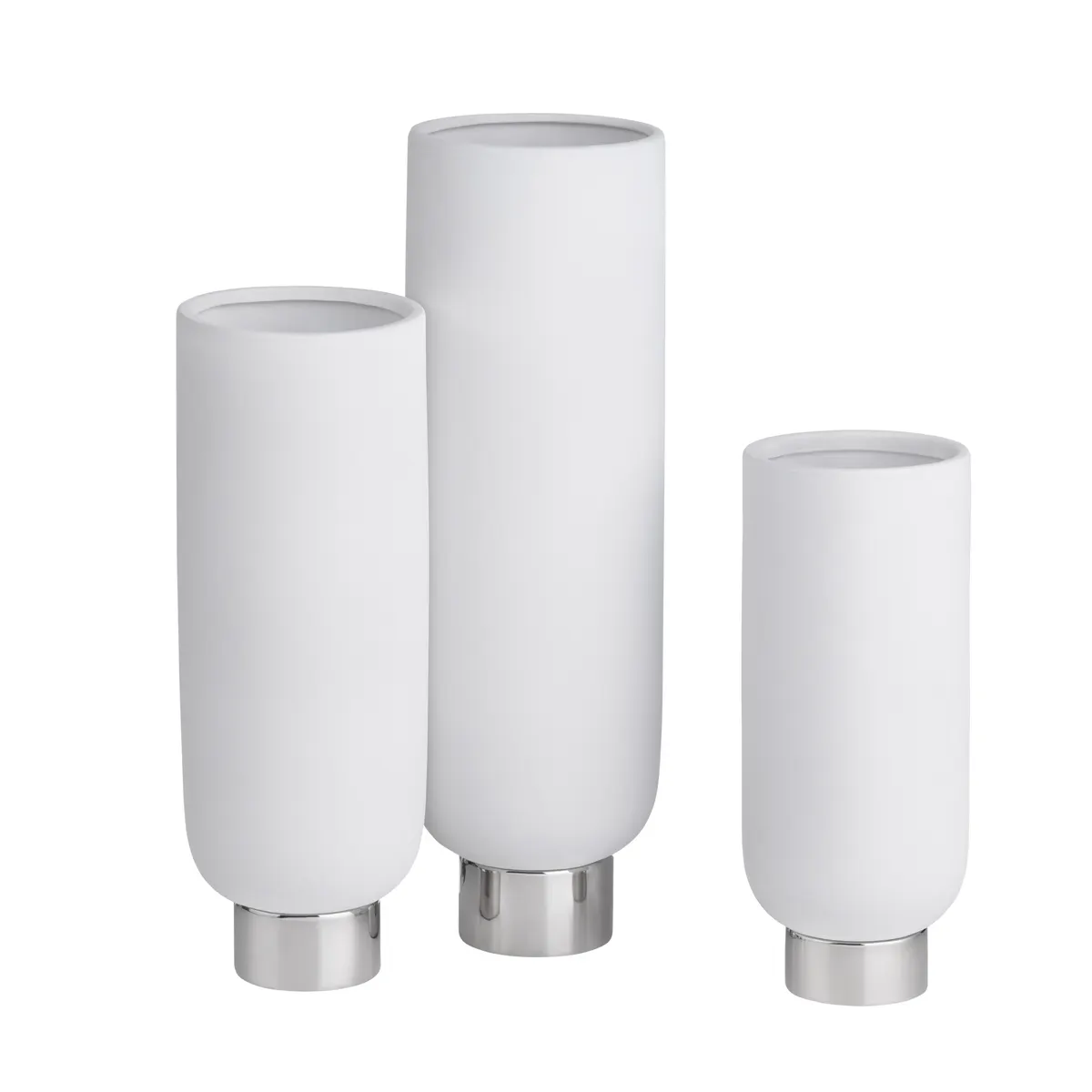 Crestview Collection Rue Pure White Cylinder Vases ~ Set Of 3 - Image 2