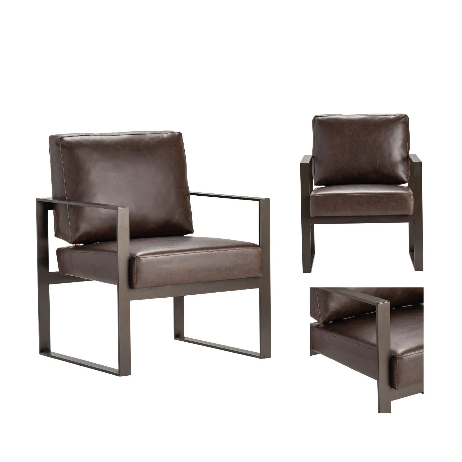 Crestview Collection Rutledge Dark Brown Faux Leather Accent Chair - Image 4