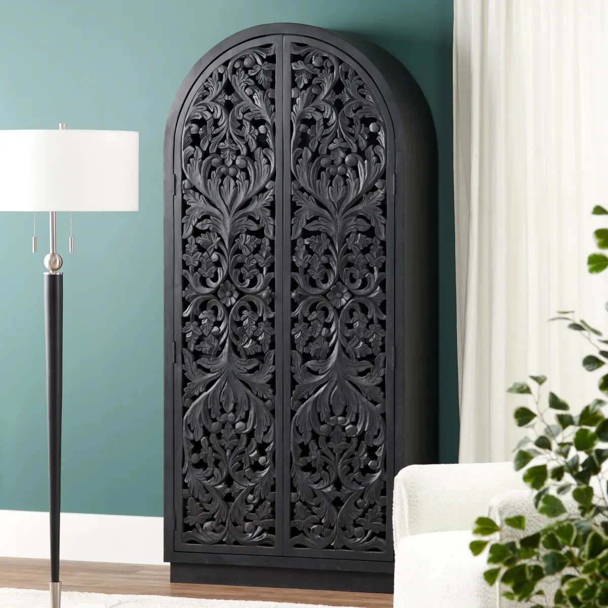 Crestview Collection Sable Black Stained Wooden Tall Cabinet