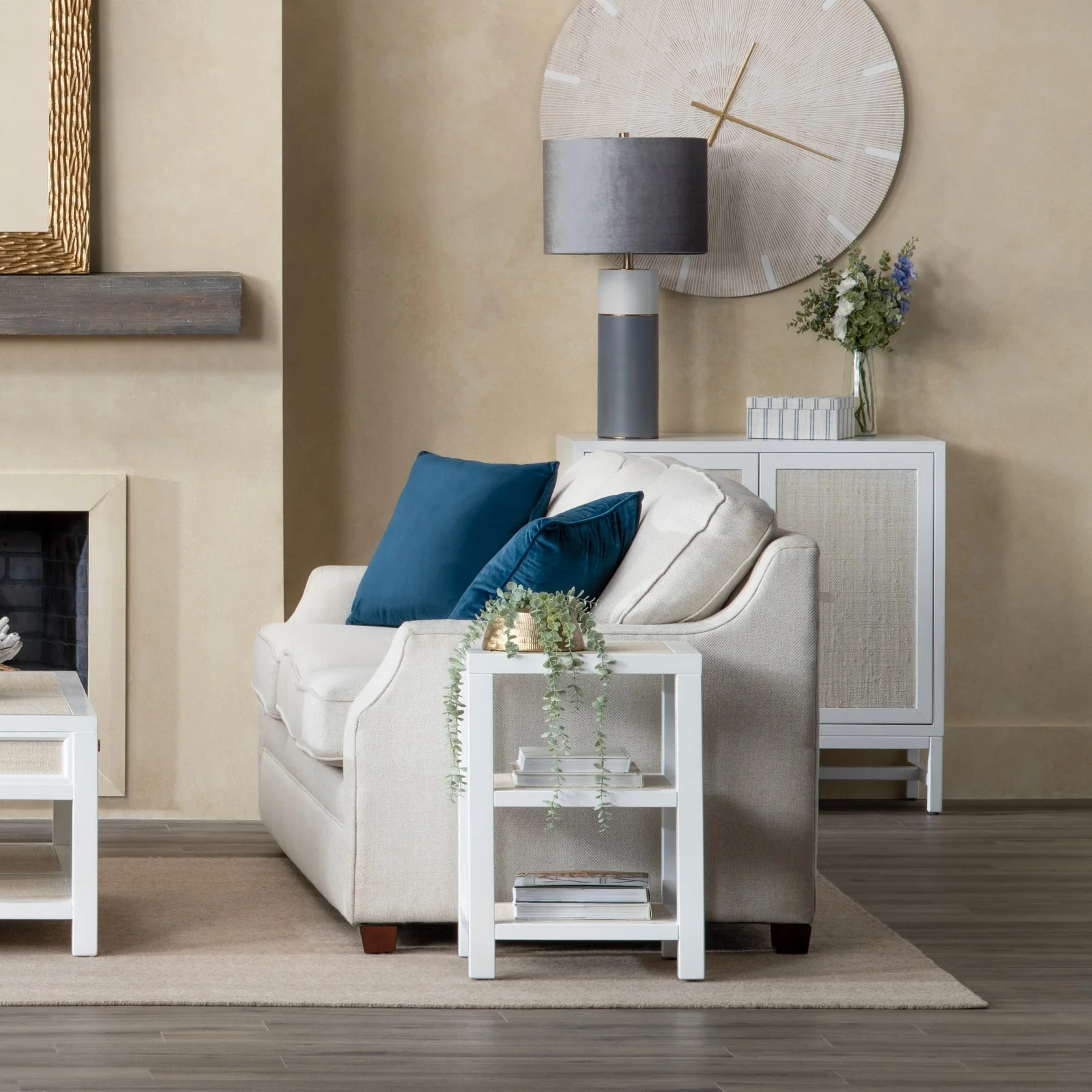 Crestview Collection Sandy Shores White Wood and Rattan End Table