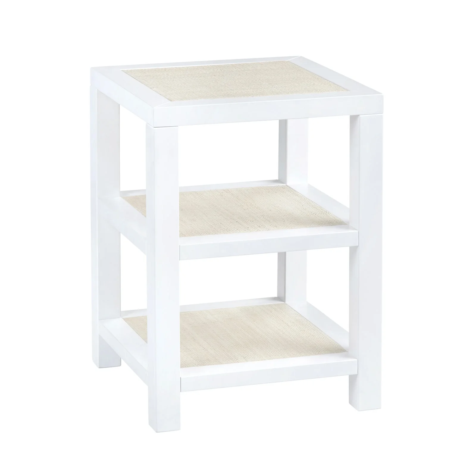 Crestview Collection Sandy Shores White Wood and Rattan End Table - Image 2