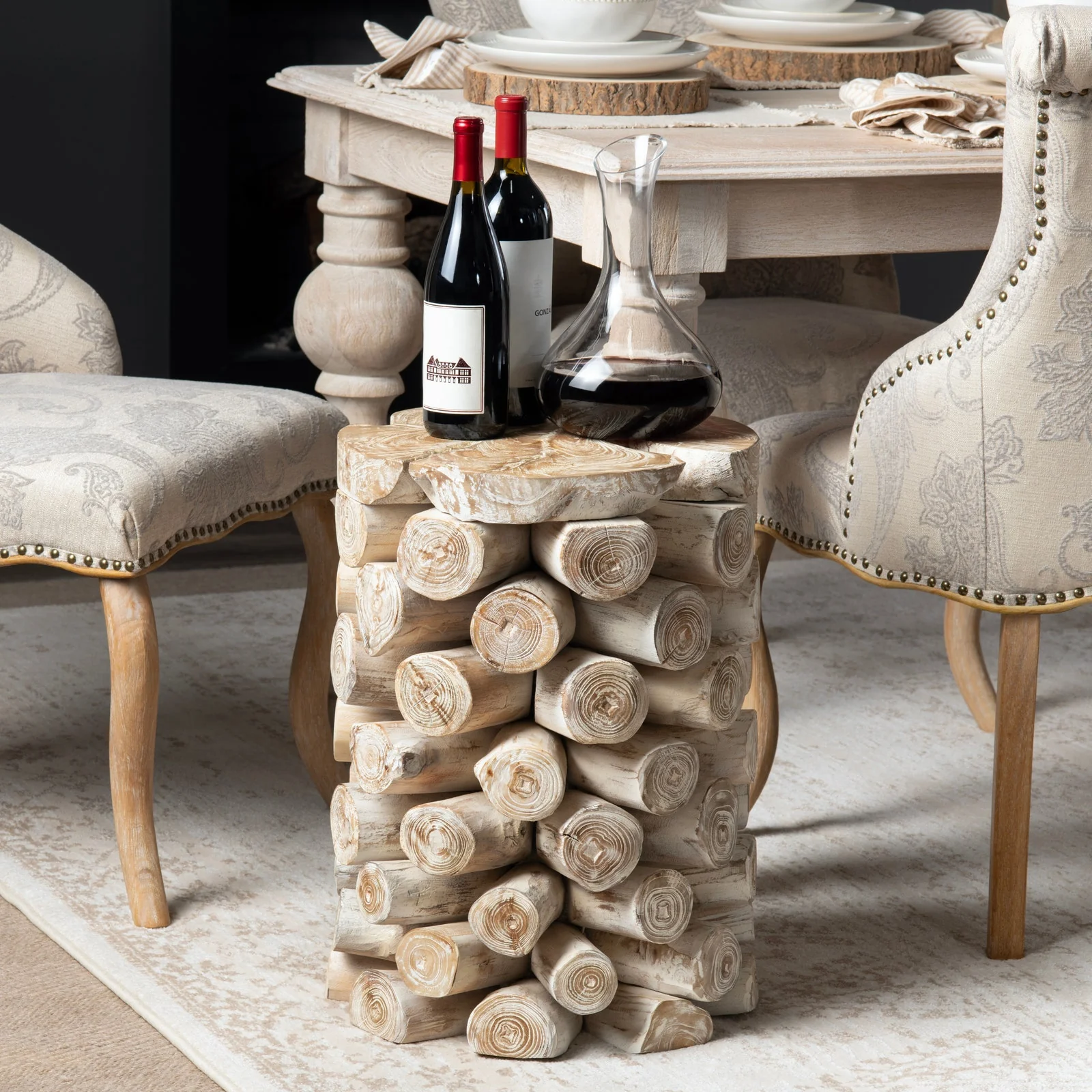Crestview Collection Serendipity Wood Logs Accent Table