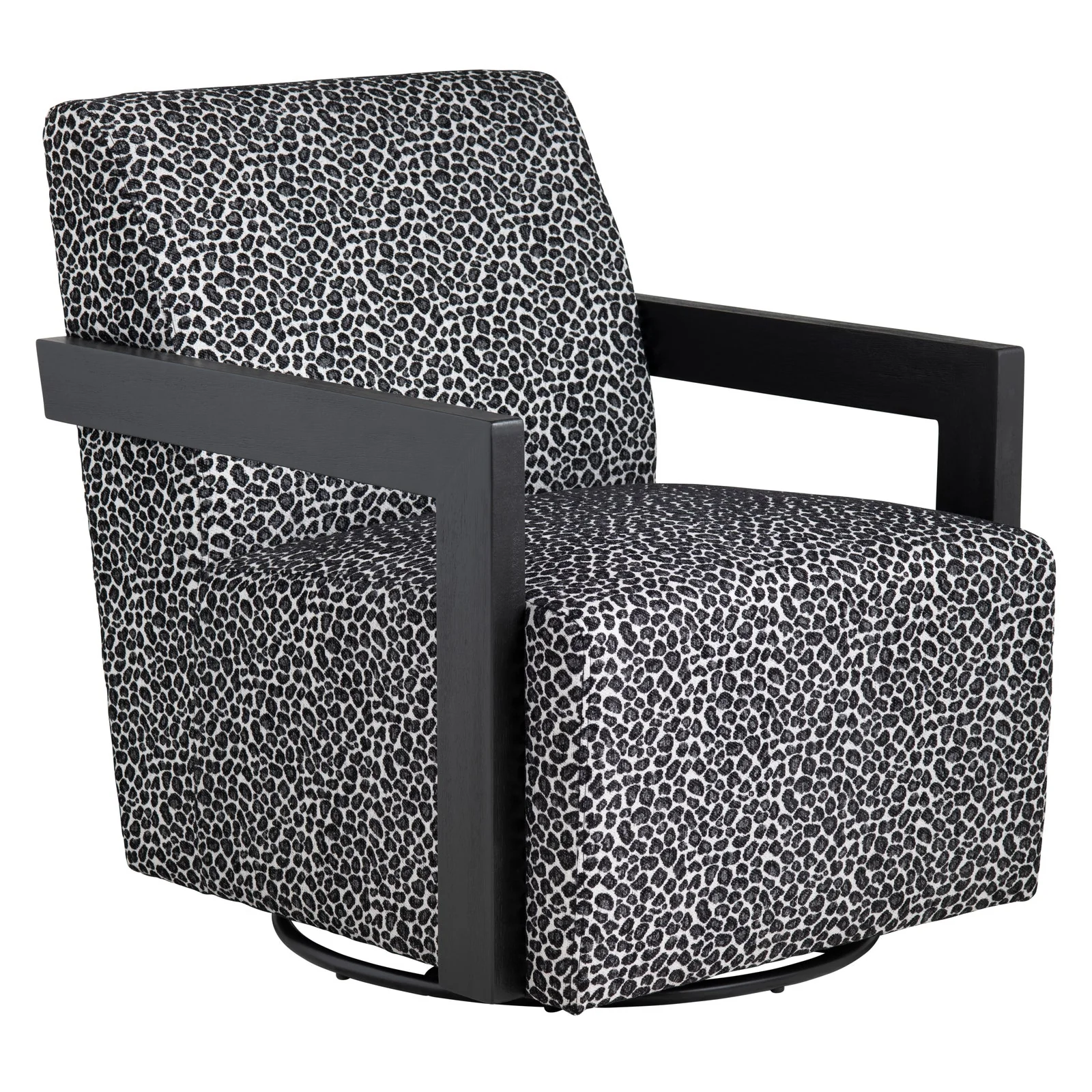 Crestview Collection Serengetti Black and White Print Fabric Swivel Chair - Image 2