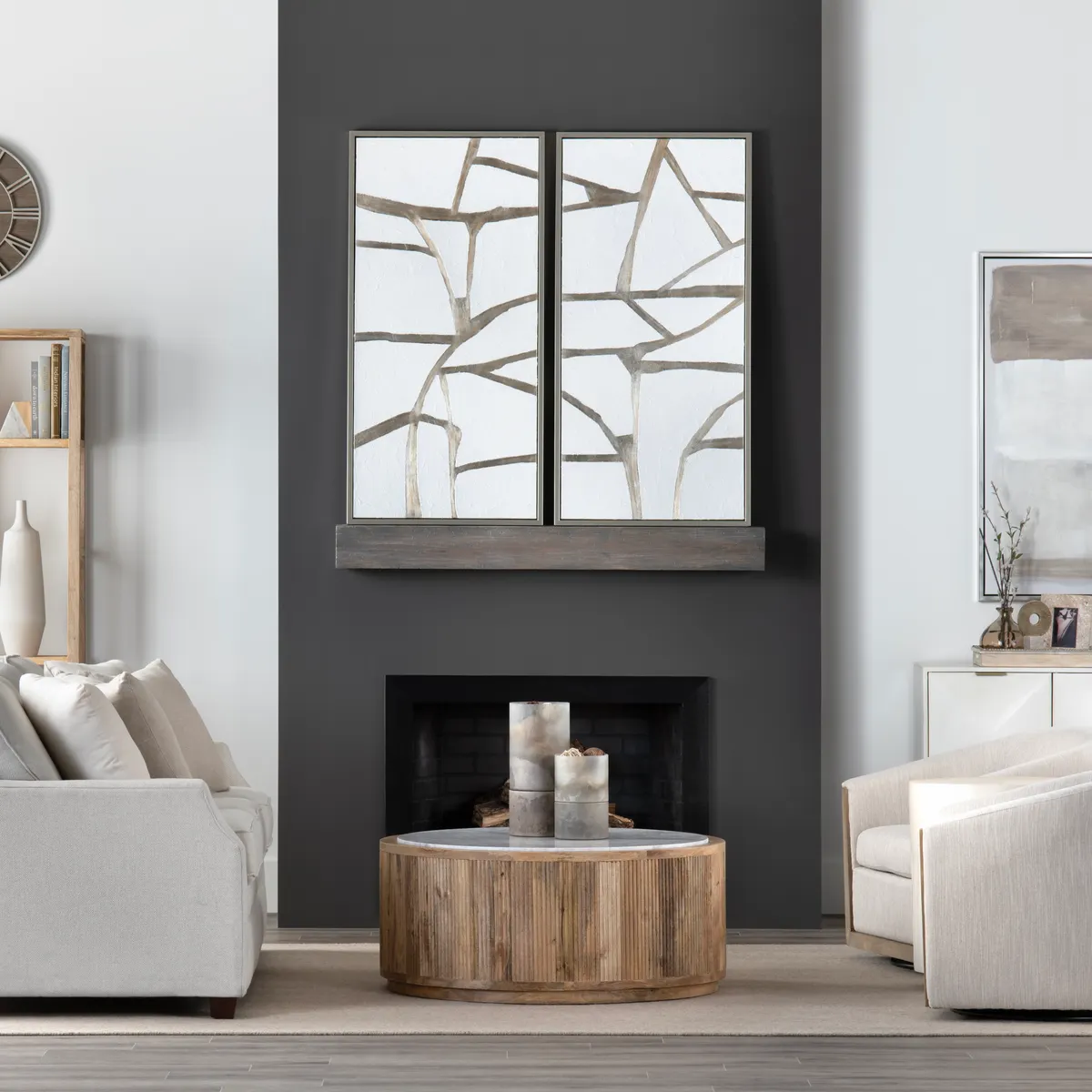 Crestview Collection Silverlines Abstract Canvas Wall Art ~ Set Of 2