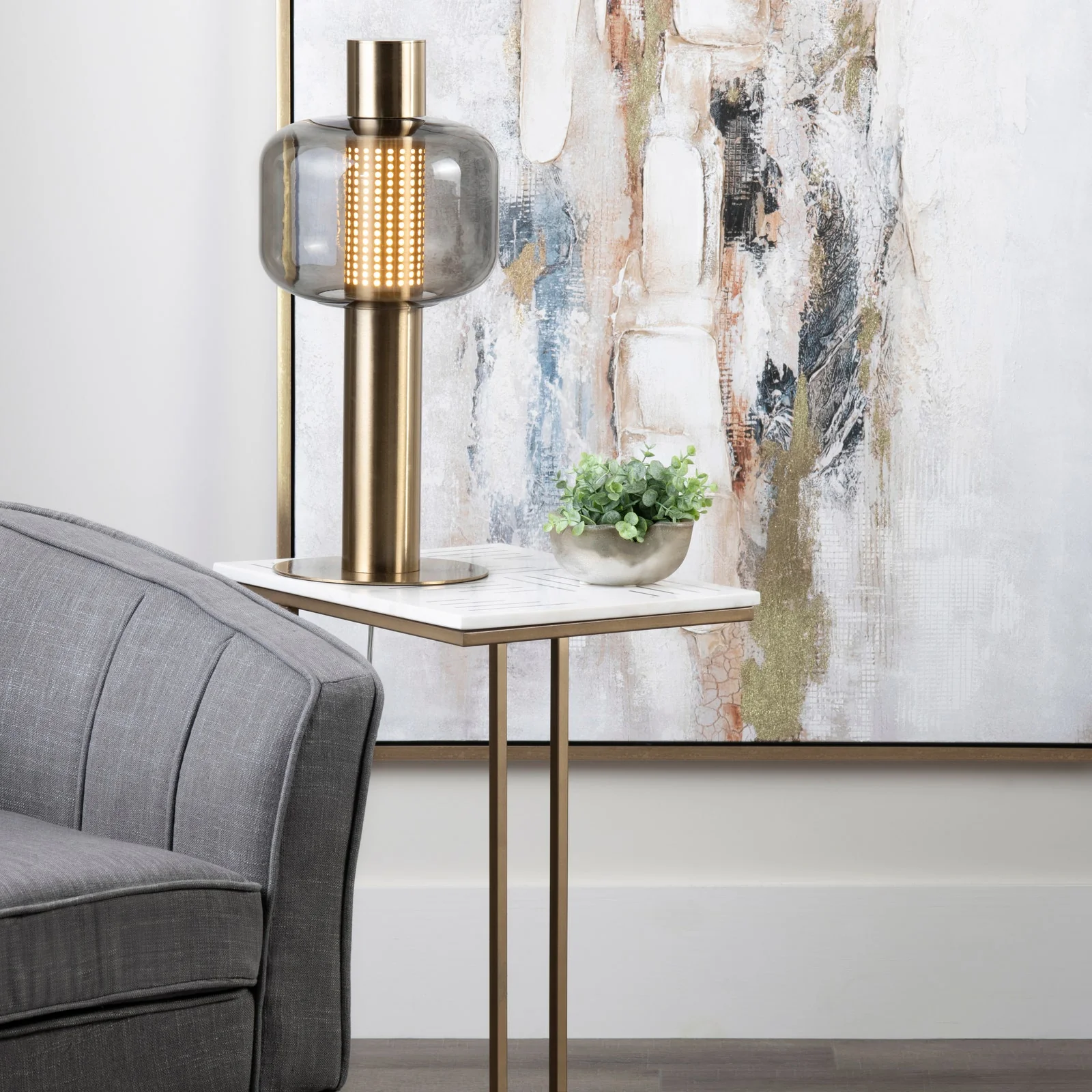 Crestview Collection Stardust White Marble Accent Table