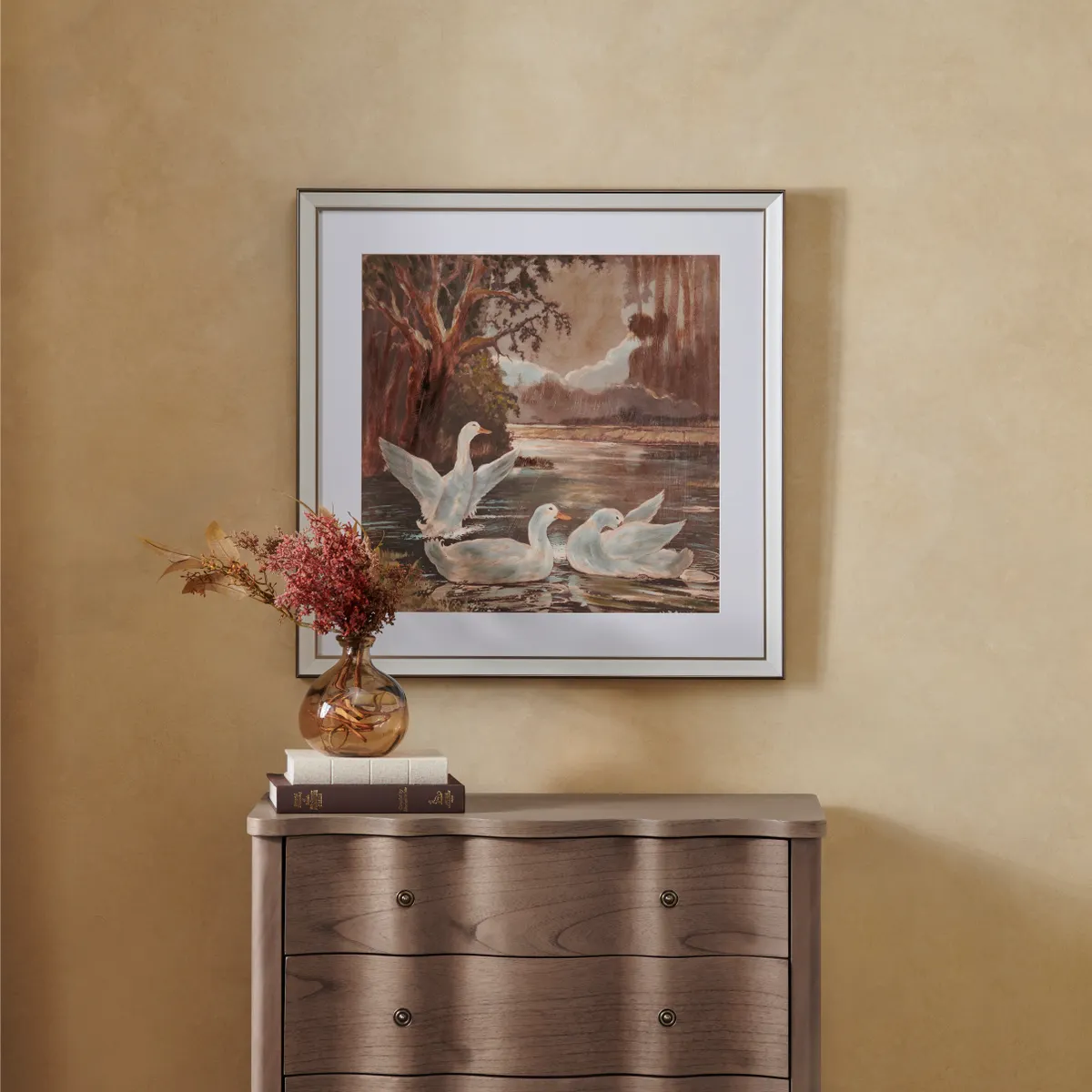 Crestview Collection Swan Lakes Hand Painted Wall Art