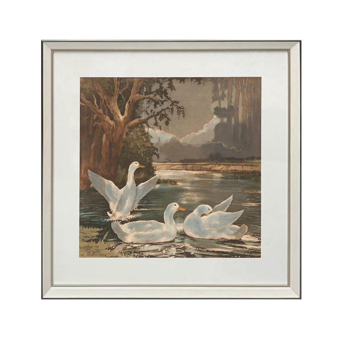Crestview Collection Swan Lakes Hand Painted Wall Art - Image 2