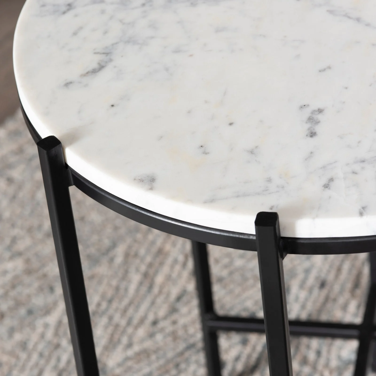 Crestview Collection Talley White Marble and Iron Accent Table - Image 6